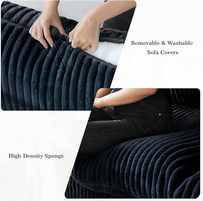 Cloud Modular Sectional Sofa Couch, 8 Seater Oversized Couch, 157.4" U-Shaped Convertible Couches with 2 Ottomans, Deep Sofa Couches for Living Room, Washable & Replaceable Covers, Black