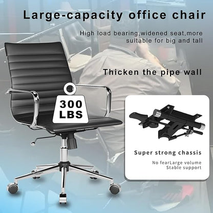 Desk Chair Comfortable Swivel Office Chair with Wheels and Armrests Wide Heavy-Duty Seat for Women and Men 22.83in Ergonomic Chair for Home Office，Black