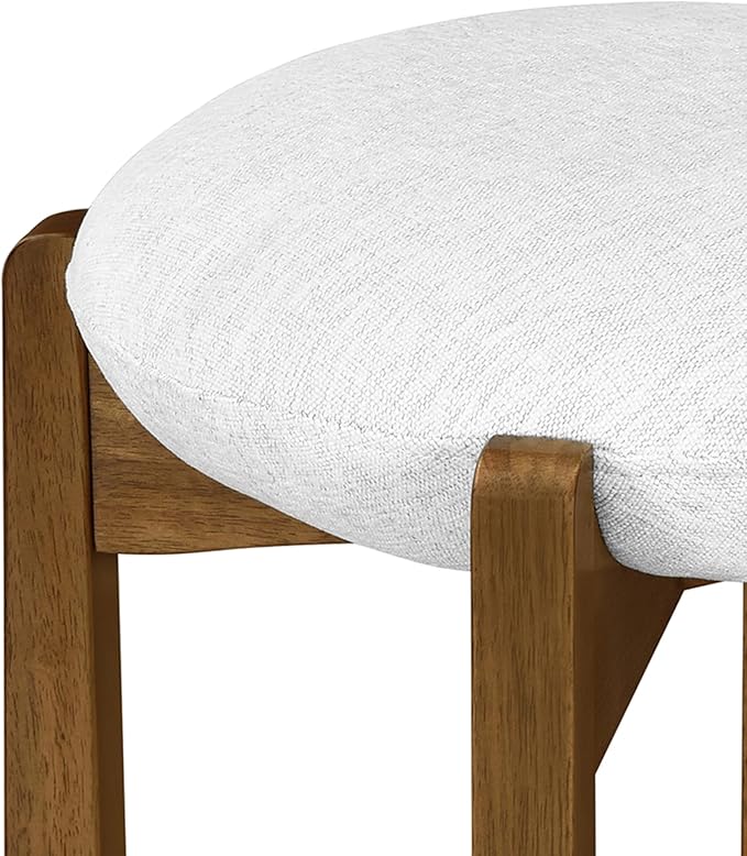 Christopher Knight Home Lilac Modern Counter Height Bar Stools Set of 4, Fabric Round Stool Chair for Kitchen Island, Wood Dining Room Chair, Upholstered Counter Stool with Footrest,Dark Walnut+Ivory