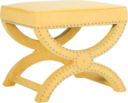 Safavieh MCR4645 Mystic Upholstered Ottoman Color: Cream