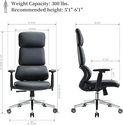 EUREKA ERGONOMIC Remi High Back Office Chair, PU Leather Office Chair with Wheels, Leather Desk Chair, Executive Office Chair Comfy for Home & Office, Black