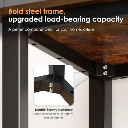 Need Small Computer Desk 31.5 inches Sturdy Writing Desk for Small Spaces, Teens Study Table Laptop Desk, Rustic Brown AC3-8040-FB