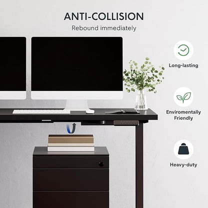 SANODESK L Shaped Electric Standing Desk with Drawer, 71 Inch Ergonomic Adjustable Height Desk with Storage, Corner Desk Sit Stand up Computer Table for Work Office Home, Black