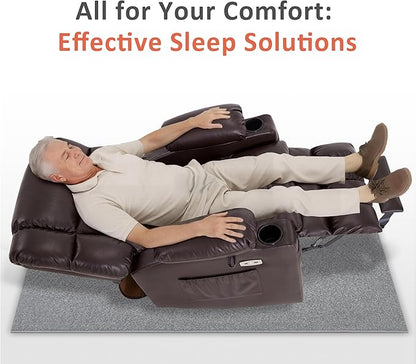MCombo Dual Motor Power Lift Recliner Chair for Elderly, Lay Flat Lift Chair with Heat and Massage, Cup Holders, USB Ports, Faux Leather 7890 (Dark Brown, Medium)