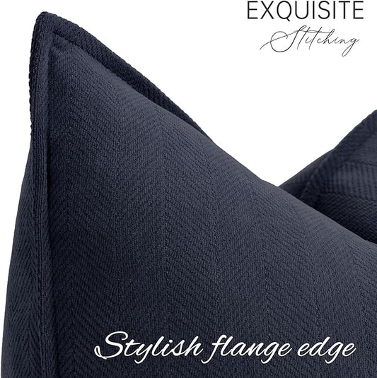 ZWJD Navy Pillow Covers 26x26 Set of 2 Chenille Throw Pillow Covers with Elegant Design Soft and Luxurious Decorative Throw Pillows for Couch, Bed, and Home Decor