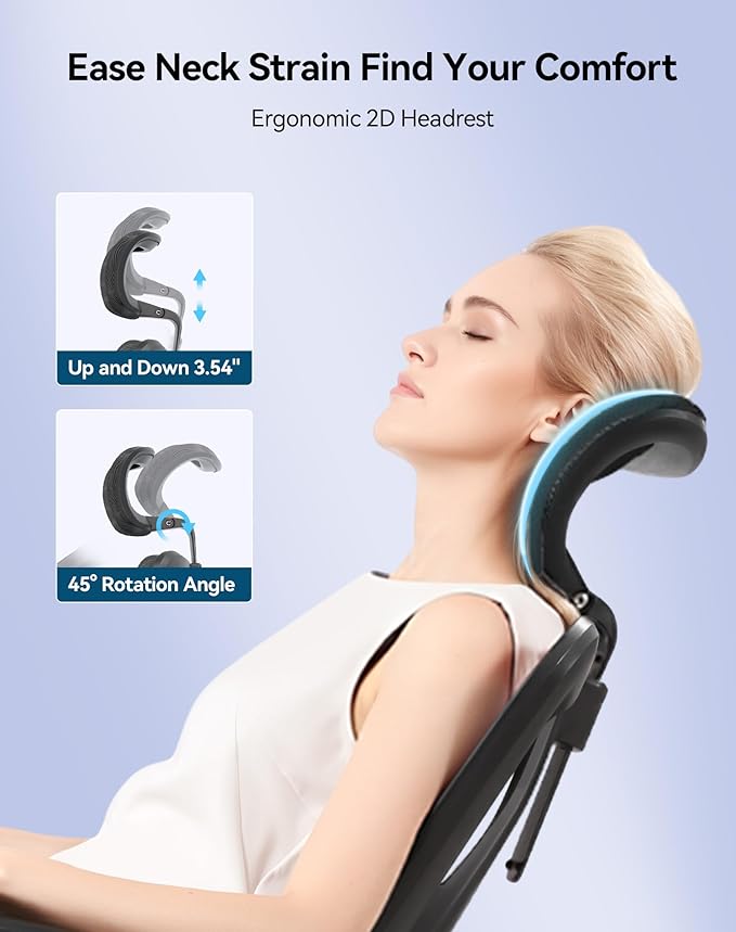 SIHOO M57 Ergonomic Mesh Office Chair, High Back Home Desk Chair with 3D Armrests, Lumbar Support and Adjustable Headrest, Comfortable Computer Chair, Big & Tall Office Chair up to Hold 330 LBS-Black