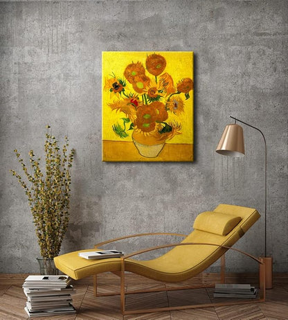 Wieco Art Large Modern Abstract Flowers Giclee Canvas Prints Artwork Vase with Fifteen Sunflowers by Van Gogh Oil Paintings Reproduction Pictures on Canvas Wall Art