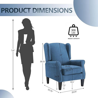 Accent Chair for Living Room Set of 2, High Back Reading Armchairs with Removable Seat Cushion, Mid-Century Single Couch in Fabric, Modern Ergonomic Wingback Chair for Bedroom,Club, Balcony