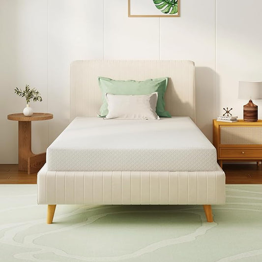 Twin XL Mattress 5 Inch Green Tea Memory Foam Mattress for Cool Sleep & Pressure Relief, Medium Feel Support,Fiberglass Free, Bed in a Box, Removable Washable Cover, CertiPUR-US Certified