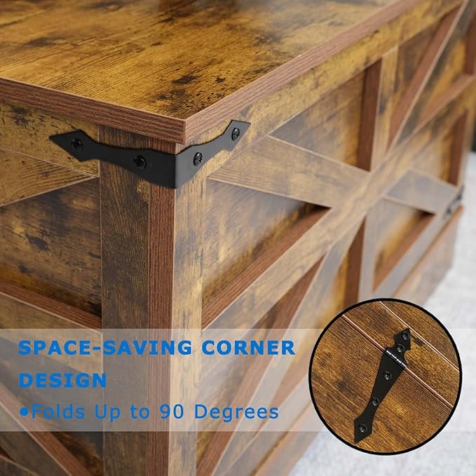 Lift Top Coffee Table, 31.5" Square Coffee Table with Storage, Farmhouse Coffee Tables for Living Room, Cocktail Tables with Large Hidden Compartment, Rustic Brown
