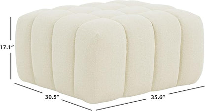 SAFAVIEH Couture Collection Calyna Cream Boucle Tufted Upholstered Ottoman