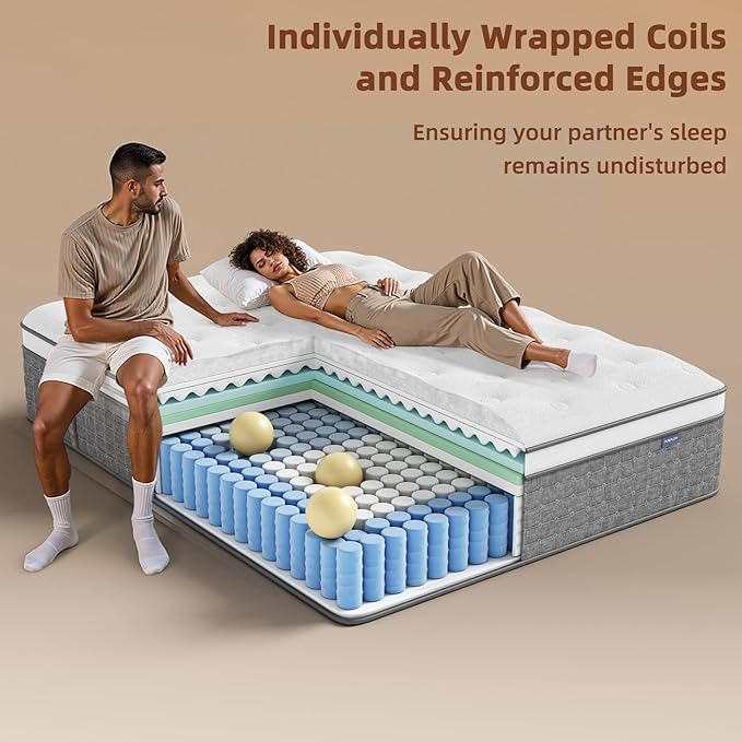 Mattress Full Size, Medium Firm 10 Inch Mattress with Extra Lumbar & Shoulder Support, Hybrid Mattresses with Gel Memory Foam Pain Relief - Fiberglass Free - No Odor - 365 Night Trial