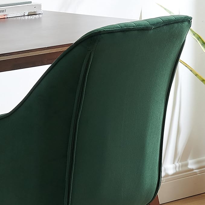 Zouron Mid Century Modern Swivel Accent Chair with Gold Metal Legs, Upholstered Swivel Chair No Wheels, Side Accent Arm Chair Vanity Chair for Small Space Home Office Living Room Bedroom, Green