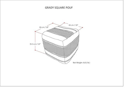 SIMPLIHOME Grady Contemporary Square Pouf in Magenta and Natural Handloom Woven for The Living Room, Bedroom and Kids Room