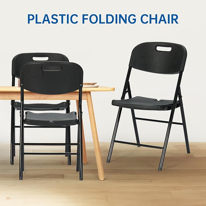 50 Pack Thicker 800 LBS Black Folding Chairs, Commercial Grade Folding Chair, Foldable Chairs for Events