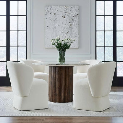Liberty Furniture Accent Dining Chair with Castors - Rounded Arm - Ivory Upholstry