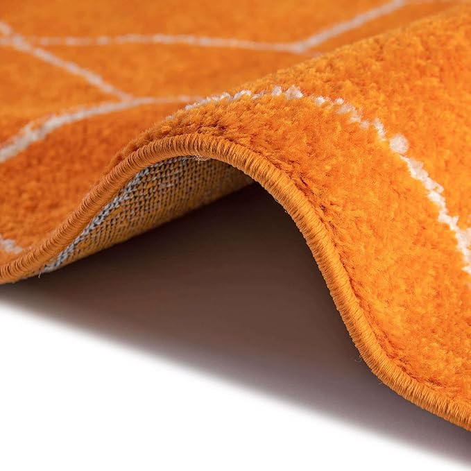 Unique Loom Trellis Frieze Collection Area Rug - Geometric (8' Round, Orange/ Ivory)