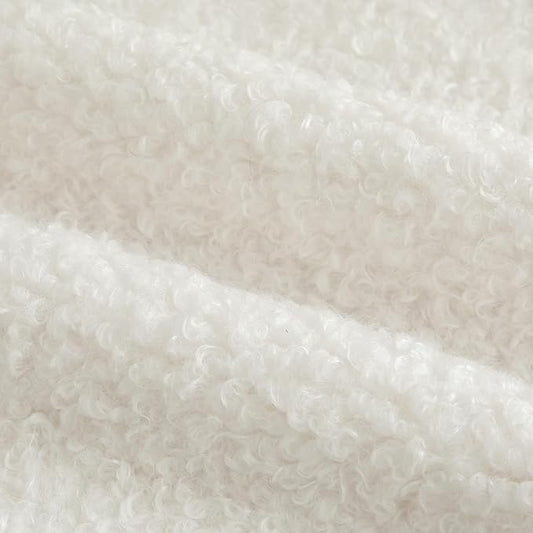 Pack of 2 Curly Teddy Wool Faux Fur Throw Pillow Covers Fuzzy Accent Soft Sherpa Pillowcases Sheepskin Fleece Decorative Cushion Case for Sofa Couch Living Room 22x22 Inch Neutral White