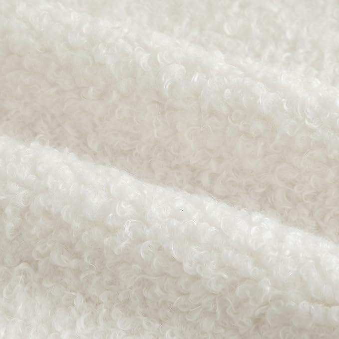 Pack of 2 Curly Teddy Wool Faux Fur Throw Pillow Covers Fuzzy Accent Soft Sherpa Pillowcases Sheepskin Fleece Decorative Cushion Case for Sofa Couch Living Room 18x18 Inch Neutral White