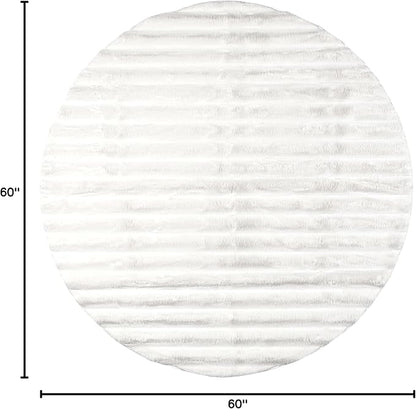 nuLOOM 5' Round Cozy Plush Area Rug, Machine Washable, Non-Slip, Soft Fluffy Shag Carpet for Living Room Bedroom Kids Room Nursery Home Decor, Kai Off-White