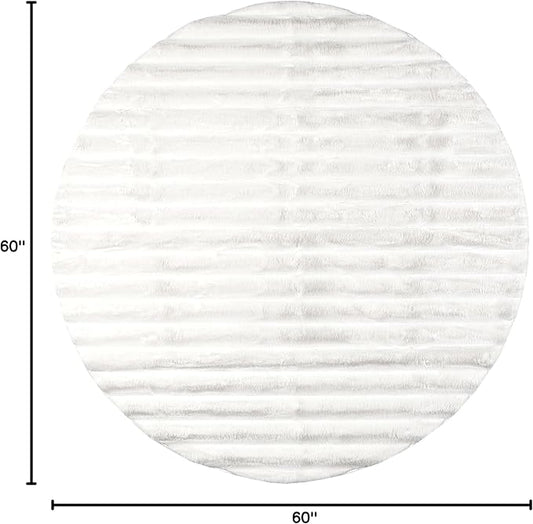 nuLOOM 5' Round Cozy Plush Area Rug, Machine Washable, Non-Slip, Soft Fluffy Shag Carpet for Living Room Bedroom Kids Room Nursery Home Decor, Kai Off-White