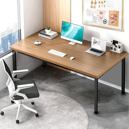 Bast Board Modern Simple Style Computer Desk Standing Table 30x59 Inches Large Office Desk Computer Table Study Writing Desk Workstation for Home Office Black Metal Frame