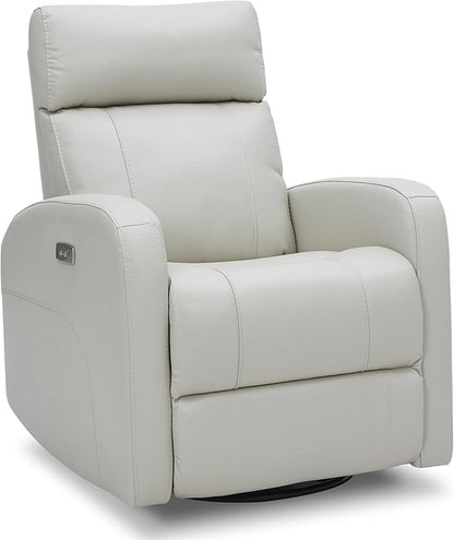 CHITA Genuine Leather Power Swivel Glider Recliner Chair for Adults, FSC Certified Electric Nursery Rocker Recliner Chair for Living Room, Light Grey