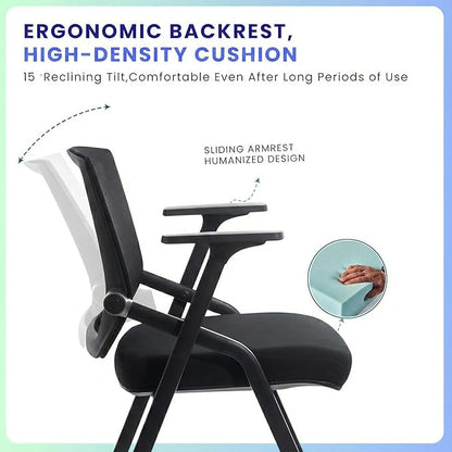 30 Pack Stackable Conference Room Chairs with Paddle Folding Office Chair Foldable Desk Chair Mesh Back and Arms for Conference Meeting Guest Reception Home Office Training Room Chair Black