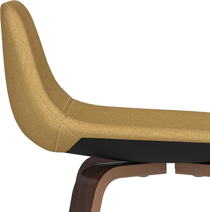 SIMPLIHOME Randolph Counter Stools (Set of 2) - 28 Inch Seat Height Upholstered Bentwood Kitchen Seats in Dijon Yellow Polyester Linen, Mid Century Modern Seating with Curved Backrest and Footrest