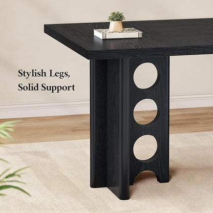 63 Inch Executive Desk, Large Computer Office Desks with Power Outlet, Modern Laptop Desk Writing Table Workstation Business Furniture (Black)