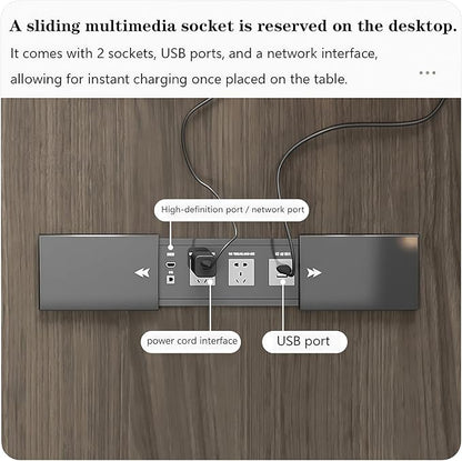 L Shaped Executive Desk, 110.2 inch Large Executive Computer Desk Set Drawers and Lockable, Power Socket and USB Port Storage, Without Display Racks and Bookshelves
