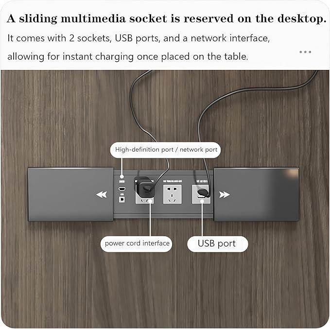L Shaped Executive Desk, 141.7 inch Large Executive Computer Desk Set Drawers and Lockable, Power Socket and USB Port Storage, Without Display Racks and Bookshelves