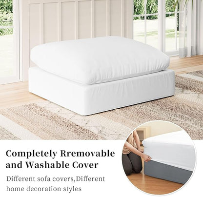 Modular Sectional Sofa Cloud Couch,Down Filled Comfy Cloud Modern Sofa,White Linen Oversized Couch Cushion Covers Removable for Living Room