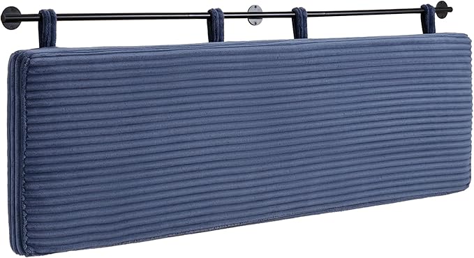 UEV Queen Headboard Only, Wall Mounted Hanging Upholstered Bed Head Board, Modern Vertical Channel Design of Fine Flannel, Elegant Dark Blue Fluted Headboard for Bedroom (Dark Blue, Queen Size)