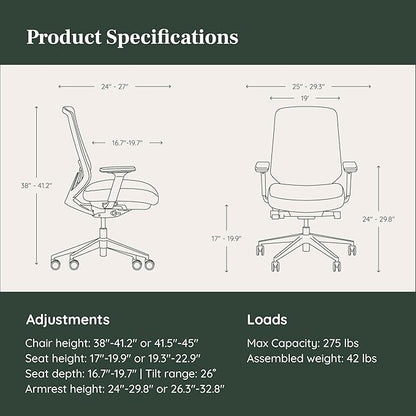 Branch Ergonomic Chair Pro - Mesh Office Chair with 14 Points of Adjustment - Height, Depth & Tilt Adjustable - 5D Armrests - Forward Tilt, Smooth Recline, and Lumbar Support - Ivory Boucle