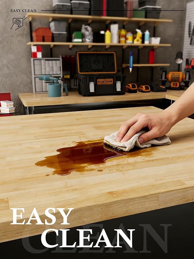8FT Butcher Block Countertop Birch Solid Wood - 98" x 25" Table Top Butcher Block Cutting Board for Kitchen Island Cart Living Dining Office Desk Washer Dryer Countertop Replacement Unfinished 1.5" Th