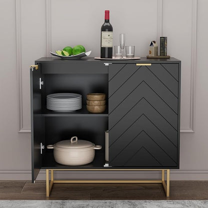 Scurrty 31.5" Black Sideboard Buffet Cabinet with Storage, Cabinet with Doors & Adjustable Shelf for Living Room & Kitchen