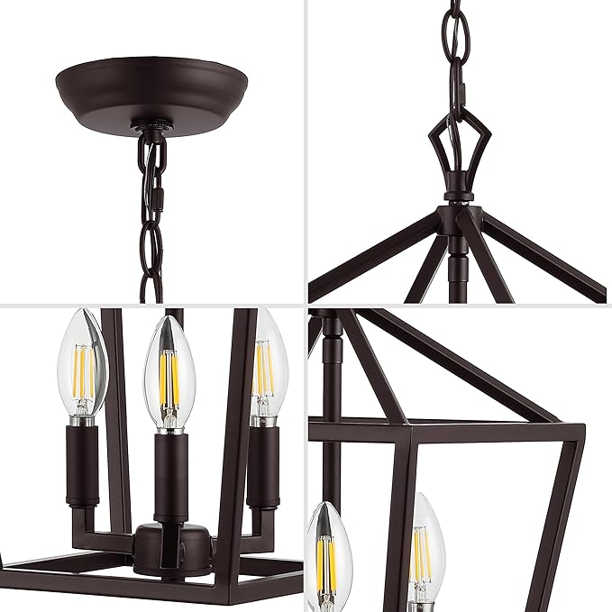 JONATHAN Y JYL7601A Pagoda Lantern Dimmable Adjustable Metal LED Pendant Classic Traditional Farmhouse Dining Room Living Room Kitchen Foyer Bedroom Hallway, 10 in, Oil Rubbed Bronze