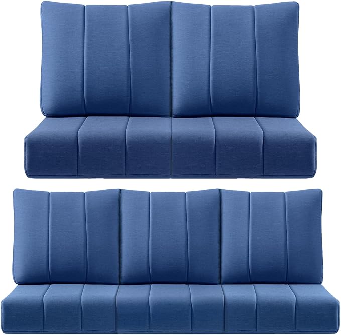 Luxury 24x24x6 Inch Kitty Outdoor Cushions for 5 Peice Patio Set - Set of 5 Outside Deep Seat Cushion for Porch Furniture Dining Rocking Glider Loveseat Sectional Sofa - Navy Blue