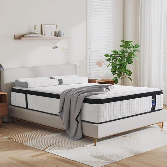 Inofia 12 Inch Twin Mattress with Memory Foam Cervical Neck Pillow Included, Medium Firm Feels, Low Motion Transfer, Full Body Support and Release for All Sleeper