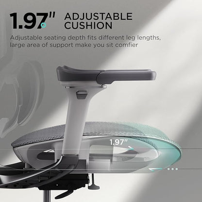 Hbada E3 Pro Ergonomic Office Chair, Big and Tall Office Chair - with 3-Zone Dynamic Lumbar Support, 4D Adjustable Headrest, 6D Adjustable Armrests, Swivel, Grey(No Footrest)