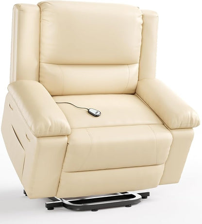 GarveeHome Oversized Wide Power Lift Recliner Chair - Heat and Massage, Faux PU Leather, Adjustable Back and Legs, Electric Lift Chair Designed for The Elderly and People with Mobility impaired