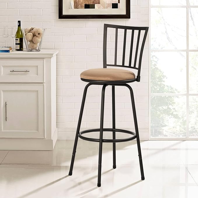 VECELO Adjustable Counter Stools,Bar Stools with 360 Degree Swivel Seat Top and Comfortable Round Seat Cushions,Steel Bistro Pub Chairs