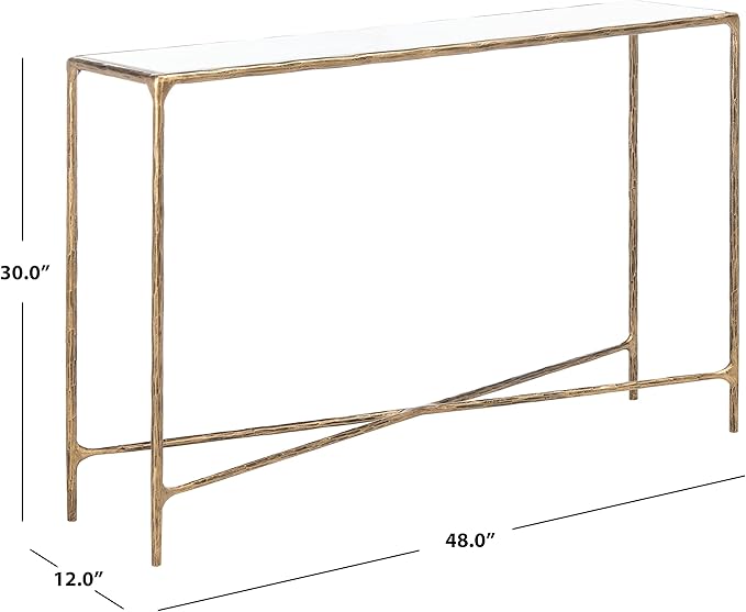 SAFAVIEH Couture Home Collection Jessa Brass Metal/White Marble Top Entryway Living Room Rectangle Console Table (Fully Assembled)