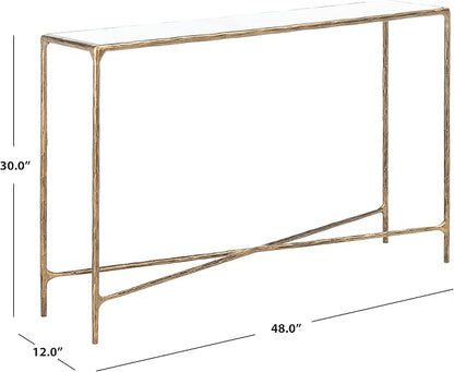 SAFAVIEH Couture Home Collection Jessa Brass Metal/White Marble Top Entryway Living Room Rectangle Console Table (Fully Assembled)