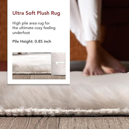 nuLOOM 2'6" x 10' Cozy Plush Area Rug, Machine Washable, Non-Slip, Soft Fluffy Shag Carpet for Living Room Bedroom Kids Room Nursery Home Decor, Nia White