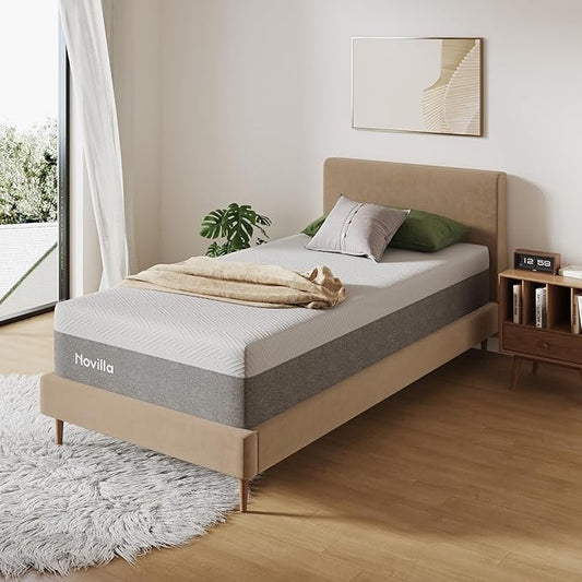 Novilla Twin Size Mattress, 12 Inch Gel Memory Foam Mattress for Cool Night & Pressure Relief, Medium Plush Feel with Motion Isolating, Bliss