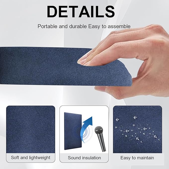Upholstered Wall Mounted Headboard, 3D Soundproof Panels Peel and Stick for Queen Size, Adjustable Bed, Tufted, Blue (9 Panels, 10" x 24")