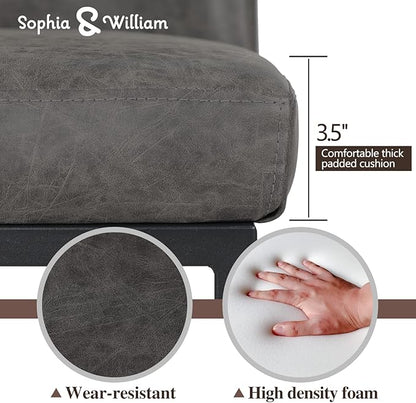 Sophia & William Counter Height 24" Bar Stool, Kitchen Counter Stool with Back,Upholstered Middle Back Dining Chair, Modern PU Leather Barstool for Pub Cafe,Dark Grey,1 Pack