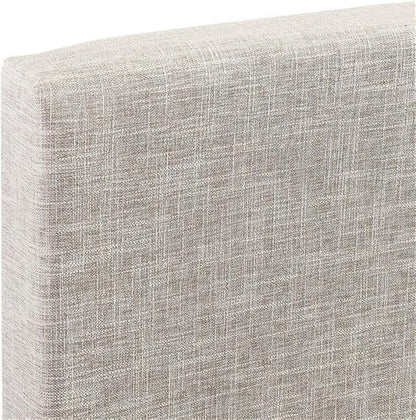 Pemberly Row Full/Queen Upholstered Linen Fabric Headboard in Beige